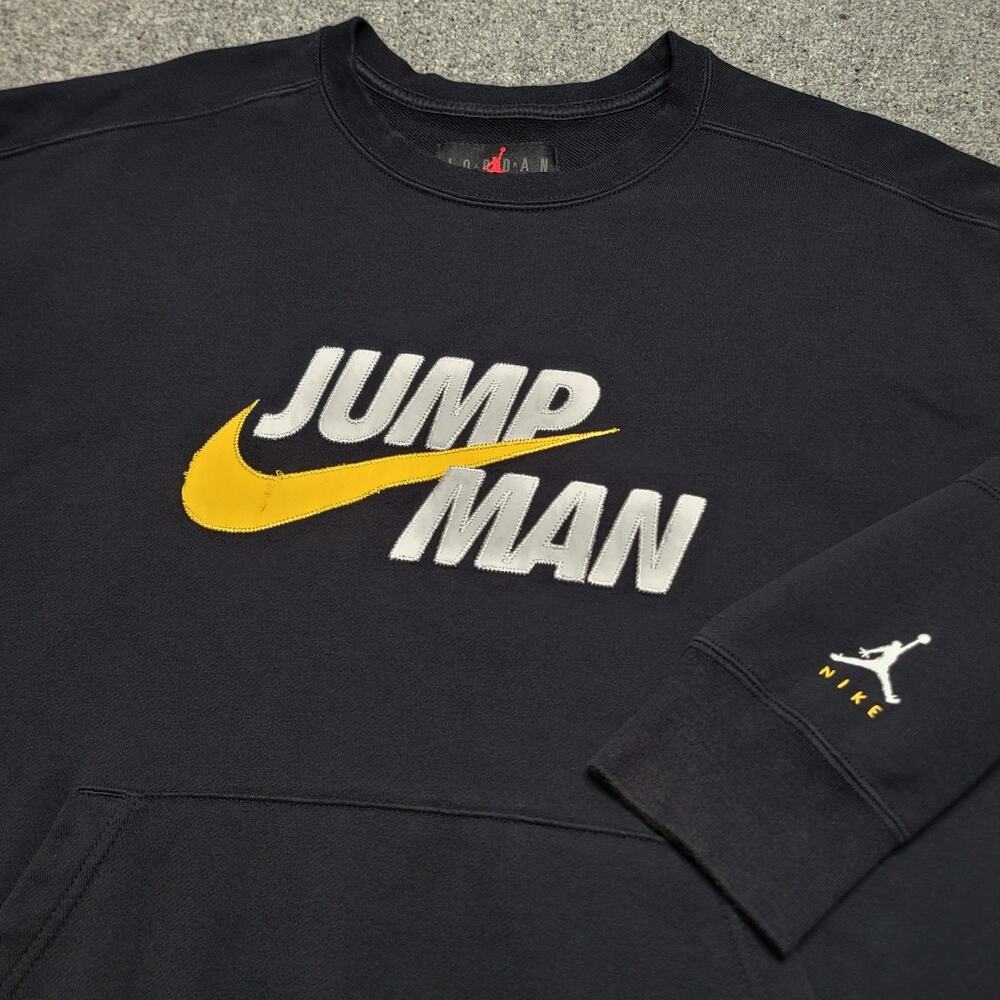 Air Jordan Sweatshirt Men Large Black Nike Jumpman Fleece Terry Crewneck Sweater